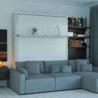 Шкаф-кровать для двоих с угловым диваном  41